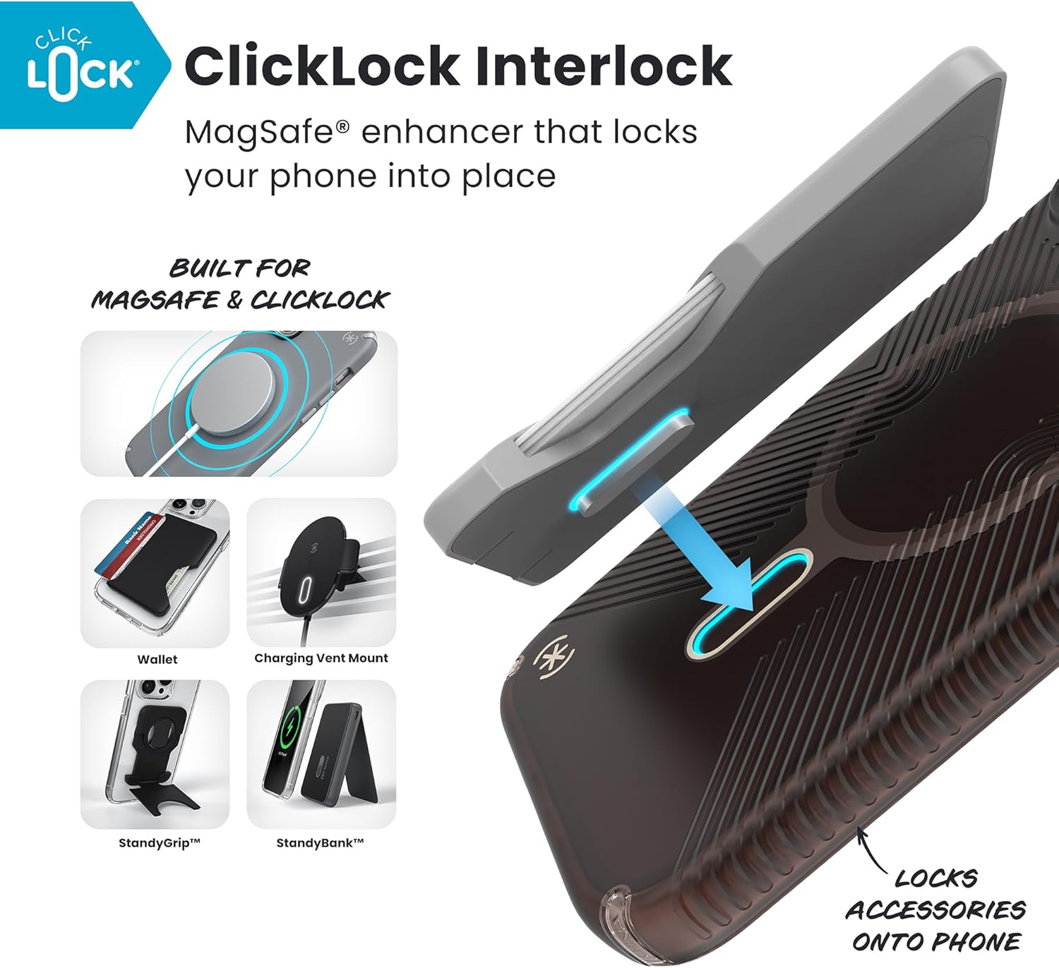 Speck Presidio LUX Grip for iPhone 17 Pro Max Case, ClickLock Interlock, Slim Protective Case, Luxury Shade Matte/Orange