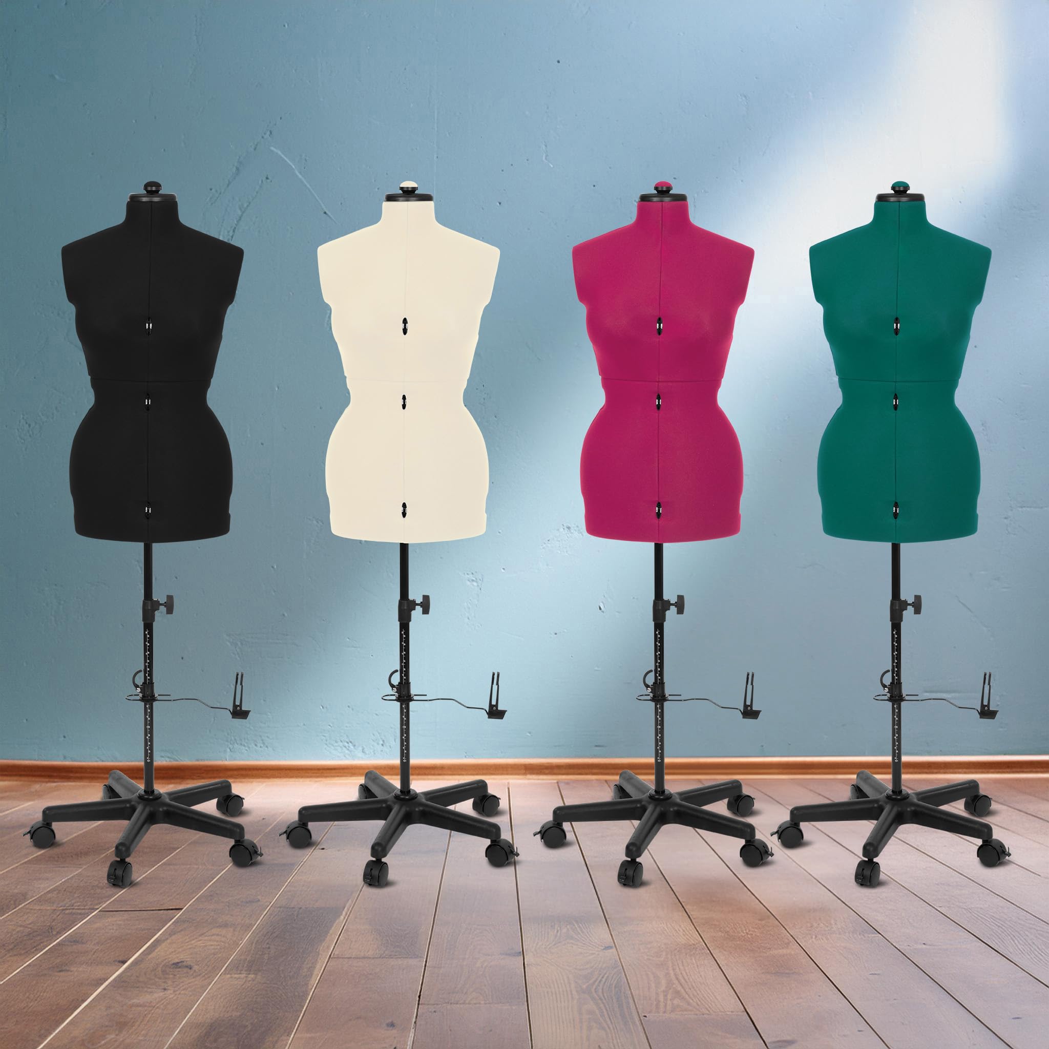 Schneiderpuppe Supa Fit L mit Rollen Schwarz – Verstellbare Schneiderbüste Größe 46–52 mit 12 Einstellrädern & Metallstativ
