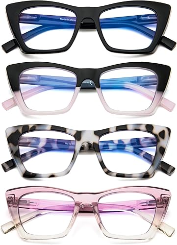 Miniatura 3 de MMOWW Gafas de lectura cuadradas de gran tamaño, a la moda, con bloqueo de luz azul, para lectura de computadora para mujeres, paquete de 3