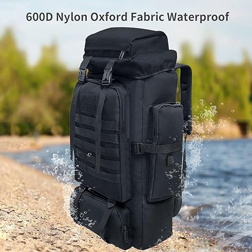 Miniatura 4 de Ogetok Mochila táctica militar para acampar de 80L, resistente al agua, mochila de viaje grande al aire libre MOLLE