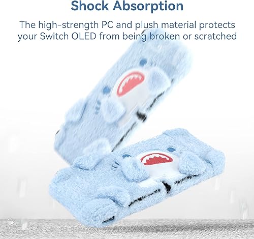 Miniatura 3 de GeekShare Bonita funda protectora de felpa, absorción de golpes y antiarañazos, compatible con el modelo OLED de Nintendo Switch, tiburón de peluche