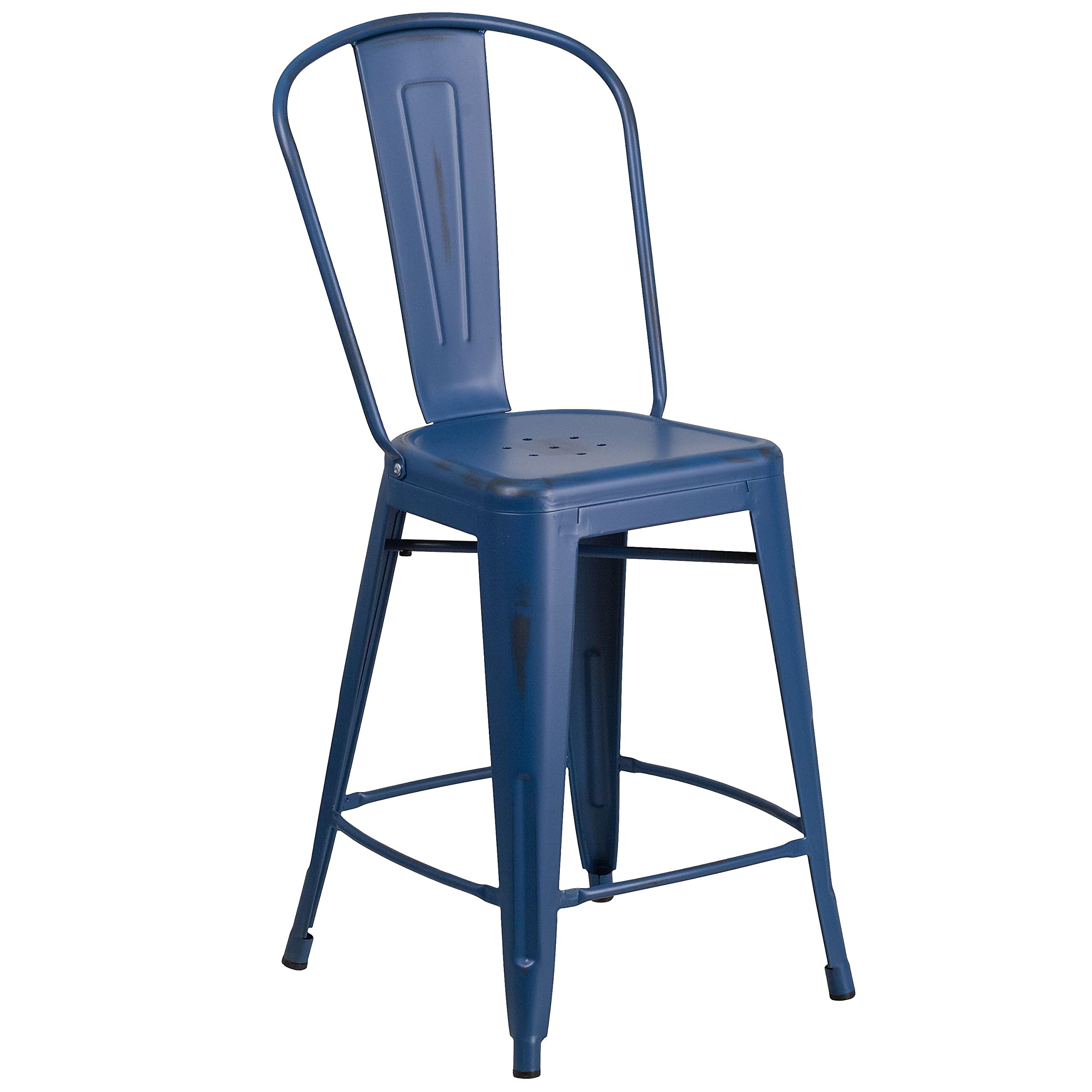 Flash Furniture Antique Blue / Set of 1 / Metal Seat Stools & Bar Chairs