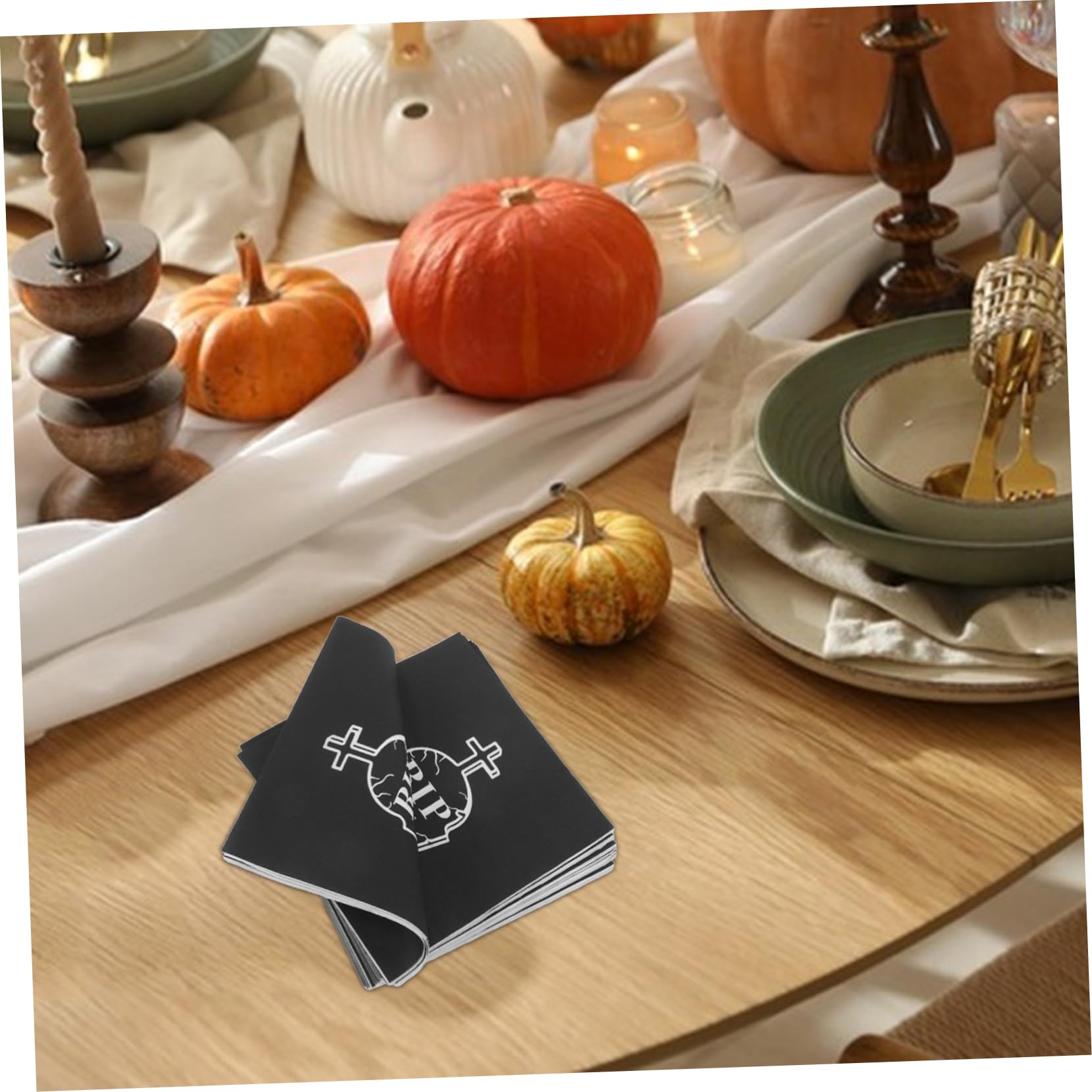 ABOOFAN 20 Pezzi Tovaglioli Neri da Festa Tema Lapide in Carta ad Alta Assorbenza Decorativi e Pratici per Party Compleanno Fine Anni 20 Decorazione Unica e Creativa