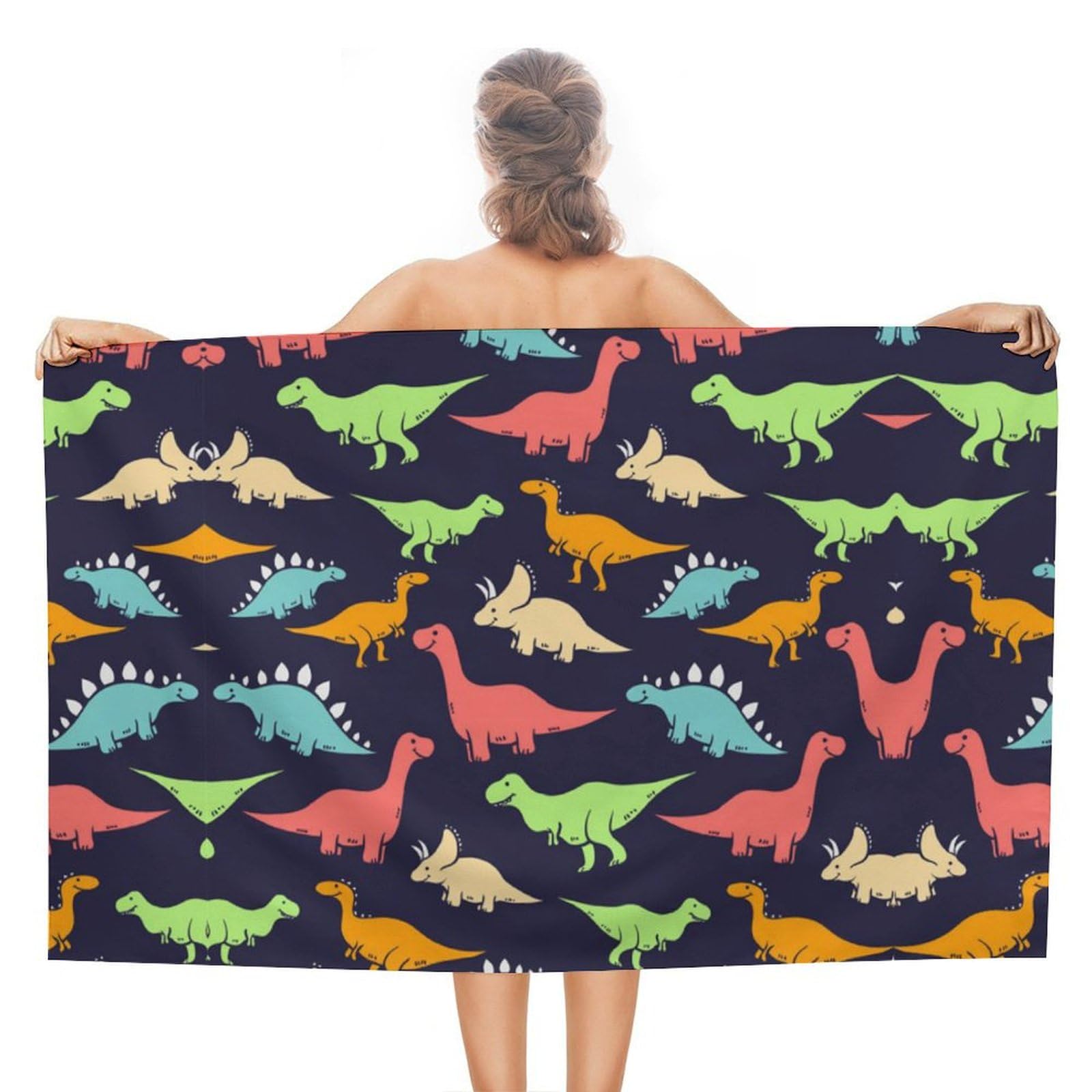 LEDFCVSU Beach Towel, Monster Dinosaur Bath Towel, Absorbent Towel for Swimming, Sports, Travel