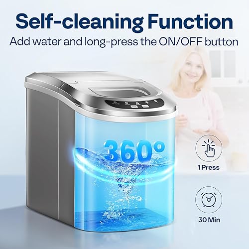 Miniatura 6 de VIVOHOME Máquina automática de cubitos de hielo para encimera compacta portátil eléctrica con cuchara de mano y función de autolimpieza, 26 lbsdía