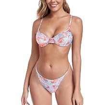 Colloyes Womens Push Up Bikini Sets Underwire Low Rise High Cut Thong