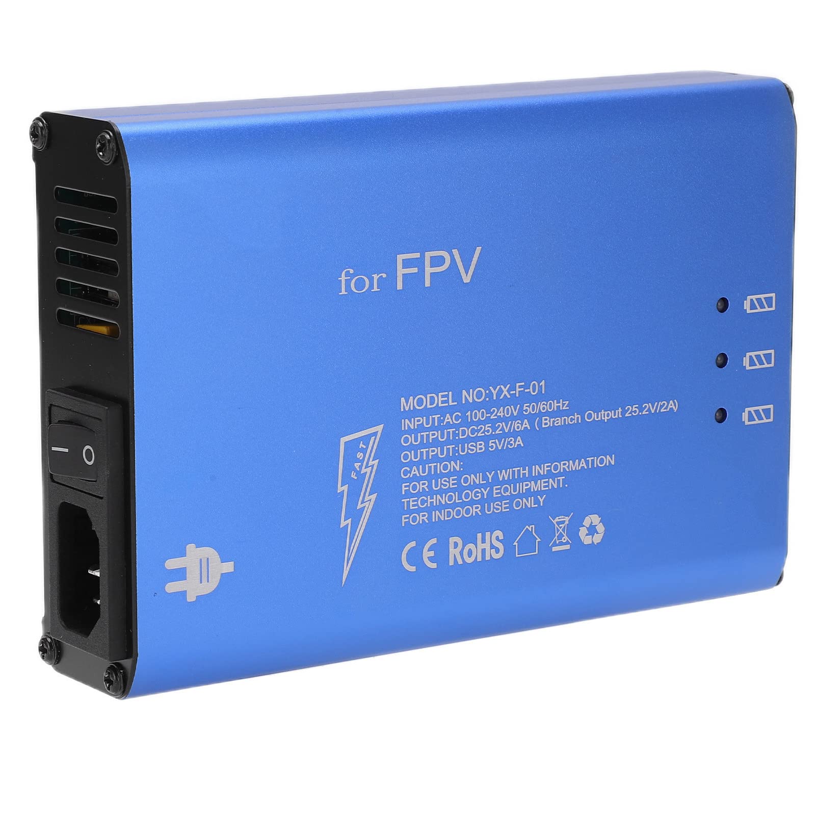 Chargeur de Batterie Drone, Hub de Charge Intelligent pour 3 Batteries et 2 USB simultanés avec contrôle précis pour Pilotes FPV passionnés et compétitions de Drones