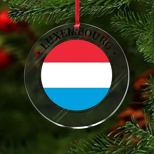 Miniatura 6 de Adornos colgantes de Luxemburgo bandera nacional adorno redondo para árbol de Navidad contorno de mapa estatal bola de Navidad acrílica rústica para