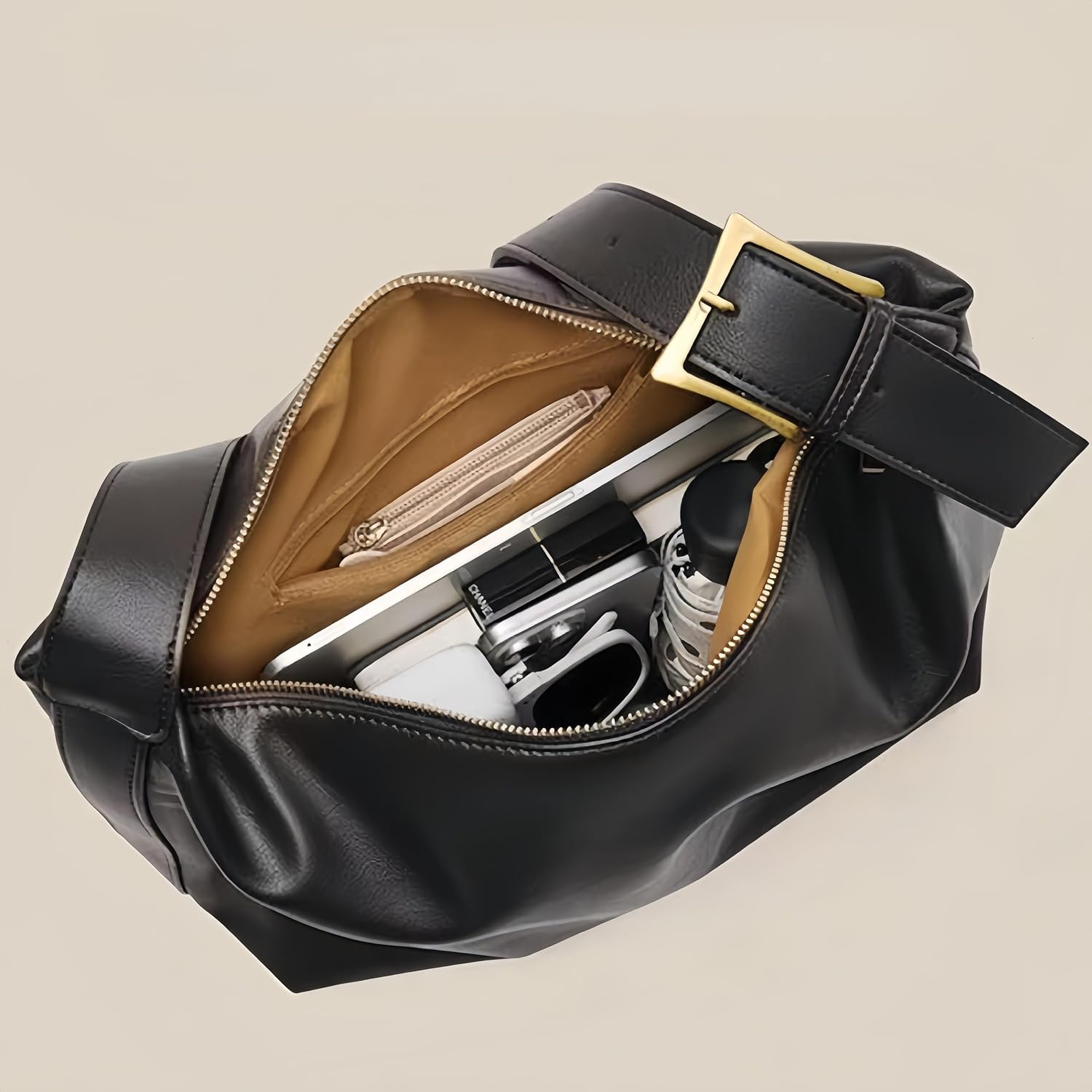 Genuine Leather Hobo Bags Purse for Women Crossbody Bag Slouchy Shoulder Handbags with Adjustable Strap and Zipper - Image 7