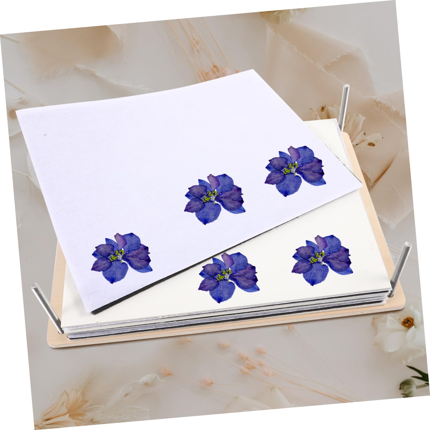 Cabilock Kit per Pressa di Fiori Fai da Te Pressatura Uniforme delle Foglie in Legno e Metallo, Set Completo per Specimen di Piante per Ragazzi e Attività DIY