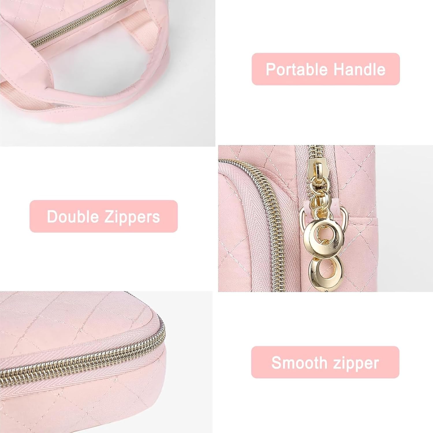 MOSISO 360 Protective Laptop Case Bag with Strap, 15-16 inch Laptop Bags Compatible with MacBook Pro 16/Air 15, HP Acer Dell Lenovo ASUS, Quilted Laptop Shoulder Bag with Trolley Sleeve, Chalk Pink