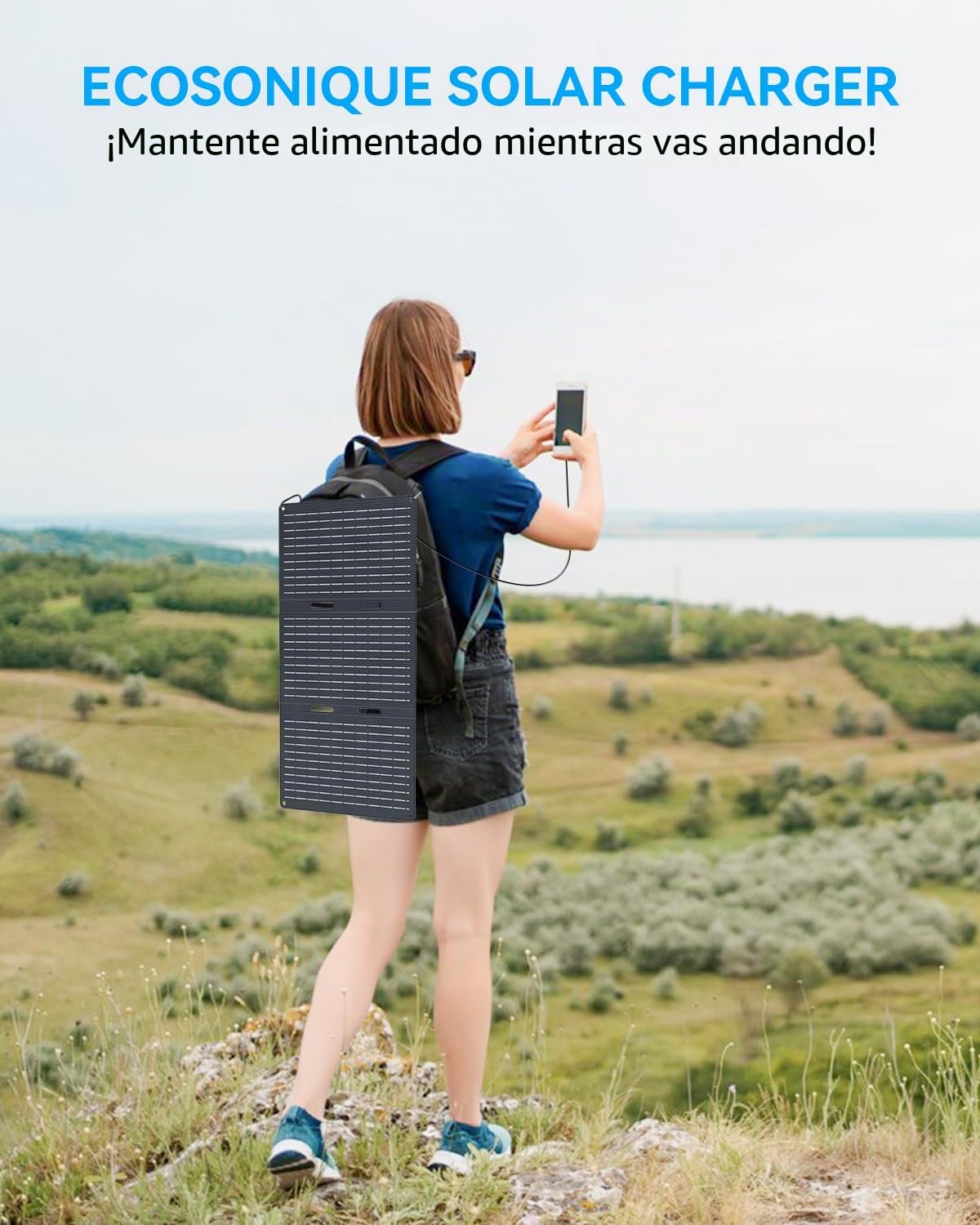 Ecosonique - Cargador solar portátil de 30 W, paneles solares plegables con USB C, USB, A, ETFE, impermeable, para camping, mochileros, compatible con teléfono celular, iPhone, iPad, Samsung Galaxy