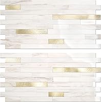 Vista 9 de STICKGOO 20 Hojas de Azulejos Despegables y Adhesivos para Salpicadero, Azulejos Adhesivos para Salpicadero de Cocina y Baño, Aspecto de Madera