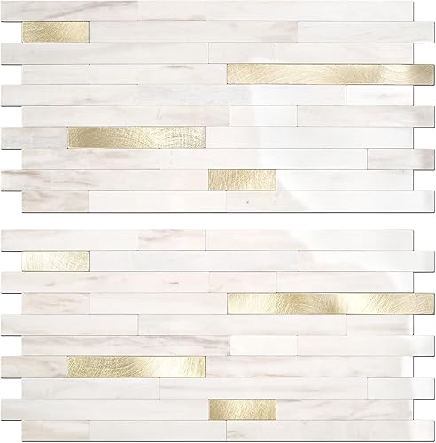 Miniatura 10 de STICKGOO Volakas - Azulejos de pared autoadhesivos para despegar y pegar, 20 hojas para salpicaduras de cocina y baño, aspecto blanco PVC, mezcla de