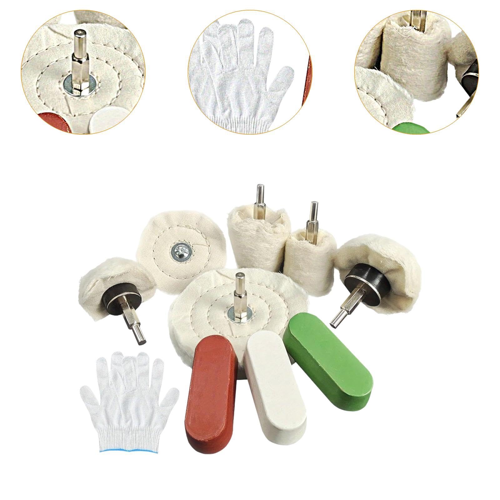 Qianly Ensemble de 6 disques pour polissage et gants pour nettoyage des moyeux