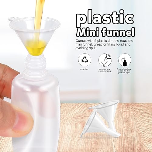 Miniatura 4 de YGDZ Botellas aplicadoras de punta de precisión, 12 botellas de pegamento de punta fina de 1 onza con 5 mini embudos