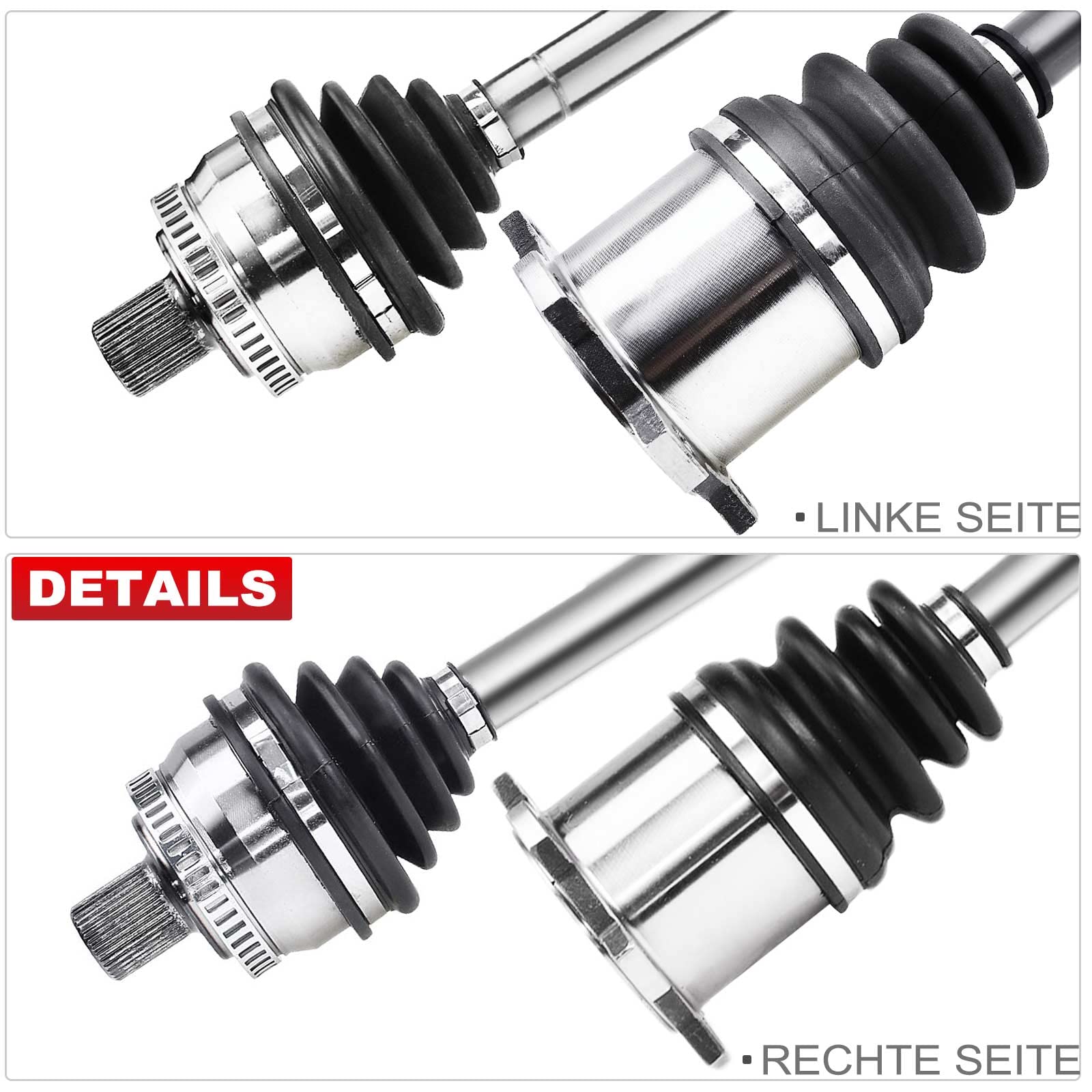 Frankberg 2x Eje motriz Eje de transmisión Caja de cambios manual Eje delantero Izquierda Derecha con ABS-Ring Compatible con A4 8E2 8EC A4 Avant 8E5 8ED Exeo 3R2 Replace# 8E0407451QX