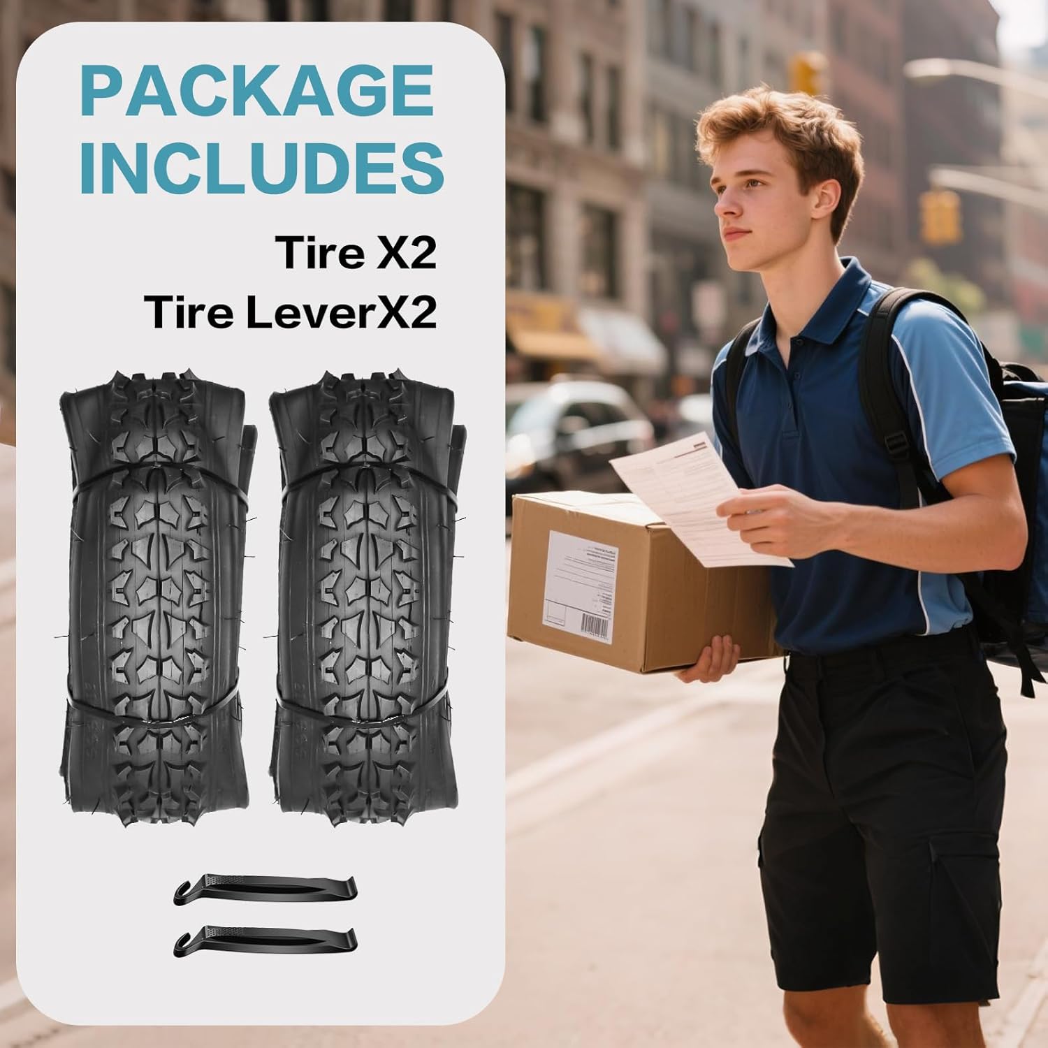 2 Pack 16/20/24 X 1.75/1.95/2.125 Bike Tires 16/20/24 Inch Folding Replacement Bicycle Tires Suitable for Mountain Beach Cruiser Bike Replacement Tires