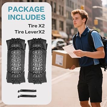 2 Pack 16/20/24 X 1.75/1.95/2.125 Bike Tires 16/20/24 Inch Folding Replacement Bicycle Tires Suitable for Mountain Beach Cruiser Bike Replacement Tires