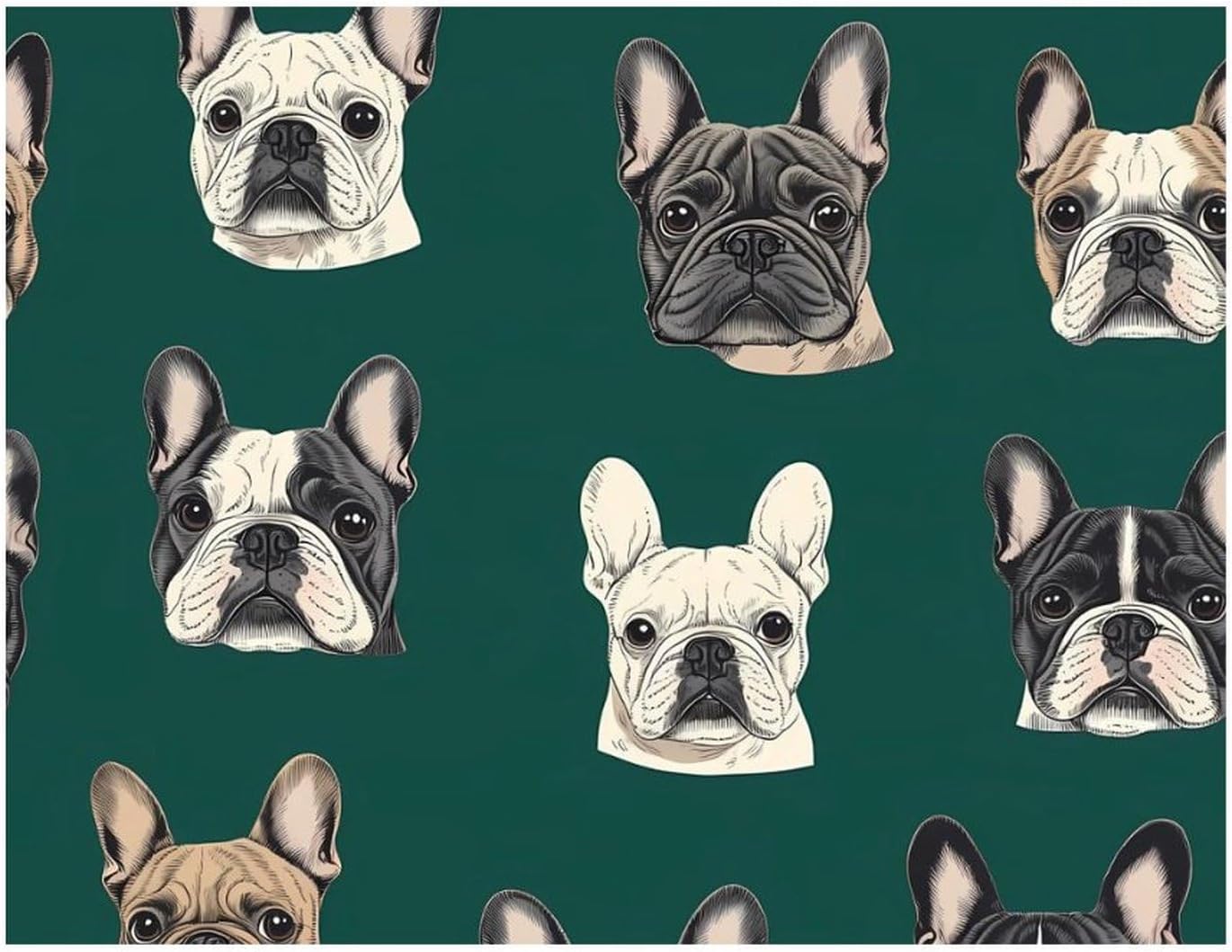 French Bull Dogs Printed Diamond 5D Painting Kit 16x20in DIY Full Drill Craft with Tools for Home Wall Decor Gift Yellow Wood 50 * 40cm