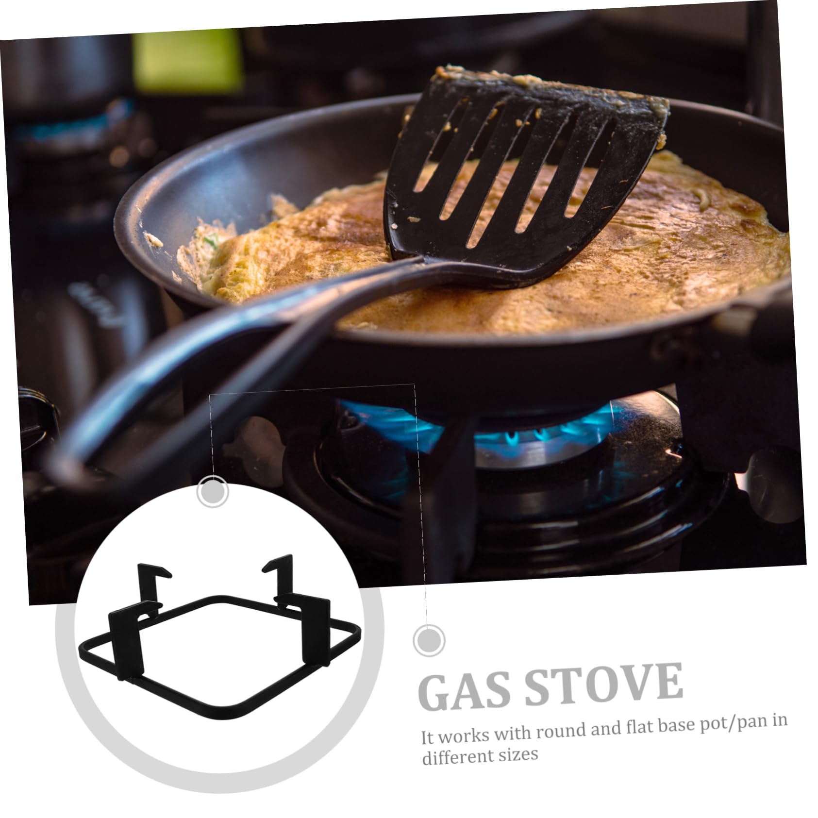 Soporte Antideslizante de Hierro Fundido para Cocina de Gas, Negro