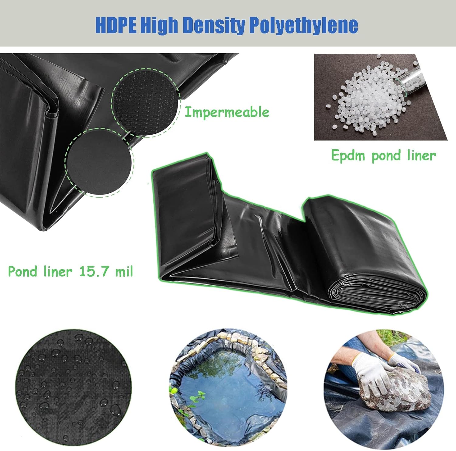 Pond Liner Underlayment 20x30, Epdm Pond Lining Preformed, Pond Skins Outdoor Fish Ponds Garden Wildlife Impermeable, Large Pond Liner for Water Barrel Garden Ponds Fountains Waterfall ( Size : 6.56x9