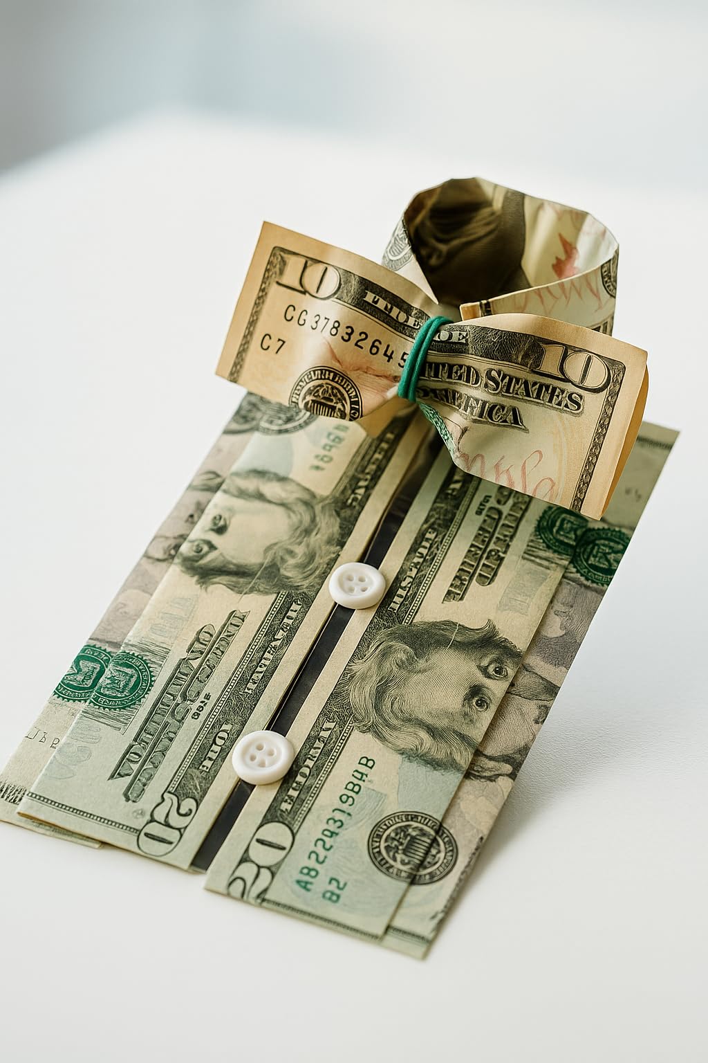 Green Money Origami Shirt Folding Tool – Reusable Plastic Template for Folding Cash Gifts into a Shirt with Tie – Fun & Unique Gag Gift Under $10 for
