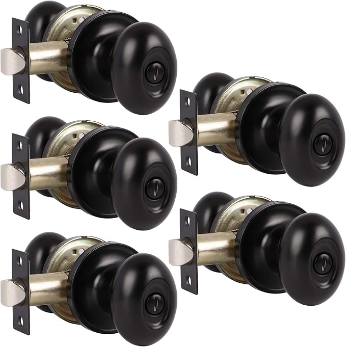 Probrico Black Door Knobs For Bedroom Bathroom, Interior Door