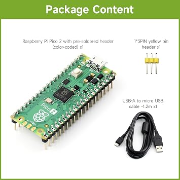 Waveshare Raspberry-Pi-Pico-2-CC, Compatible with Raspberry Pi Pico 2 Microcontroller Board, Based On Official RP2350 Chip, Dual-Core & Dual-Architecture Design, 3 Items