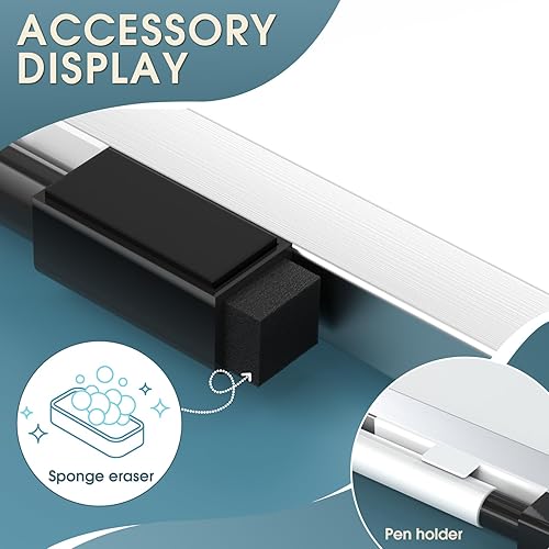 Miniatura 6 de MaxGear Pizarra blanca para pared, pizarra blanca magnética de 24 x 18 pulgadas, marco de aluminio, pizarra blanca colgante de doble cara, pizarra