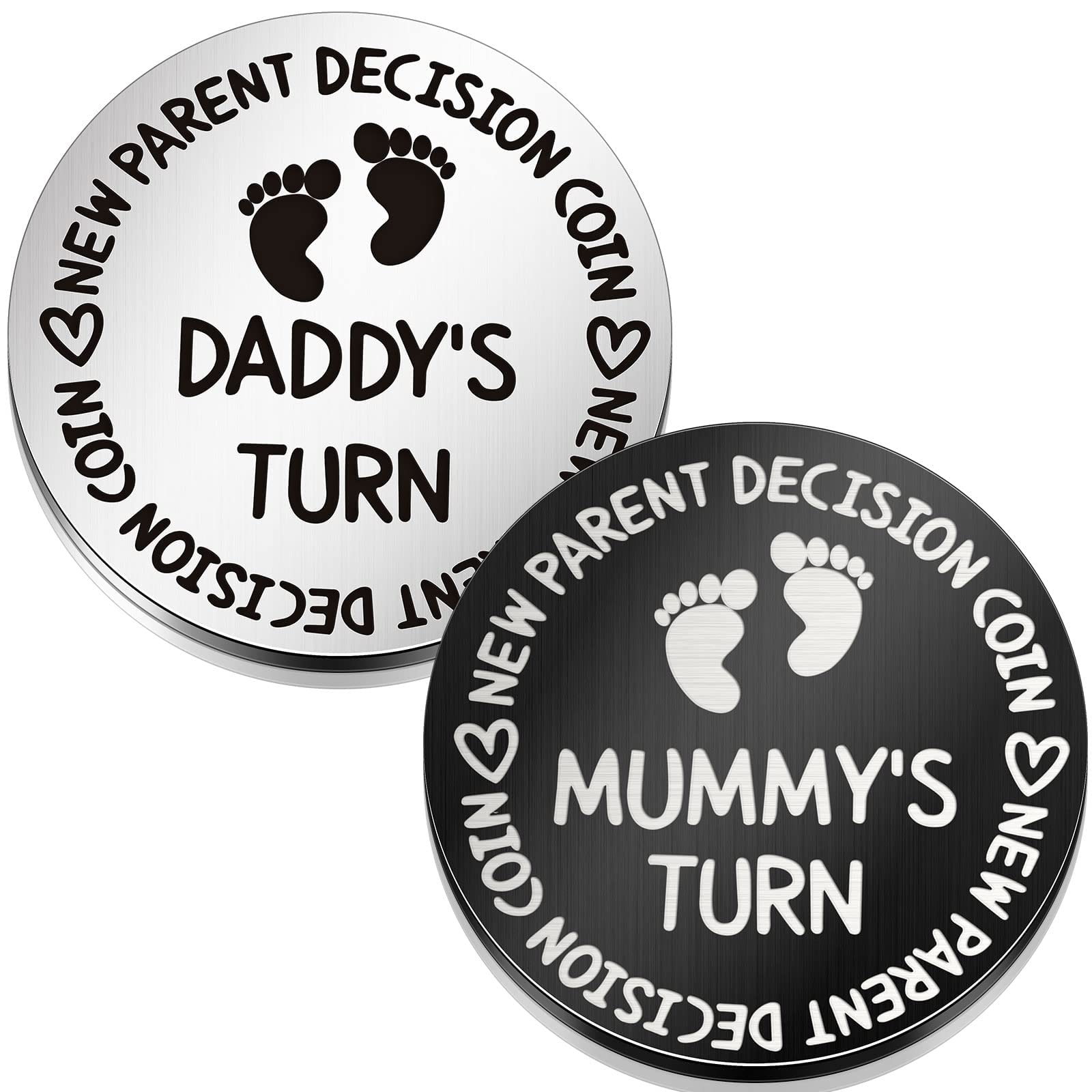 Decision Coin, 2 Pieces Fun New Parents Decision Coin, Double Sided Decision Making Coin Baby Gifts for Mom Dad New Baby Pregnancy Gift