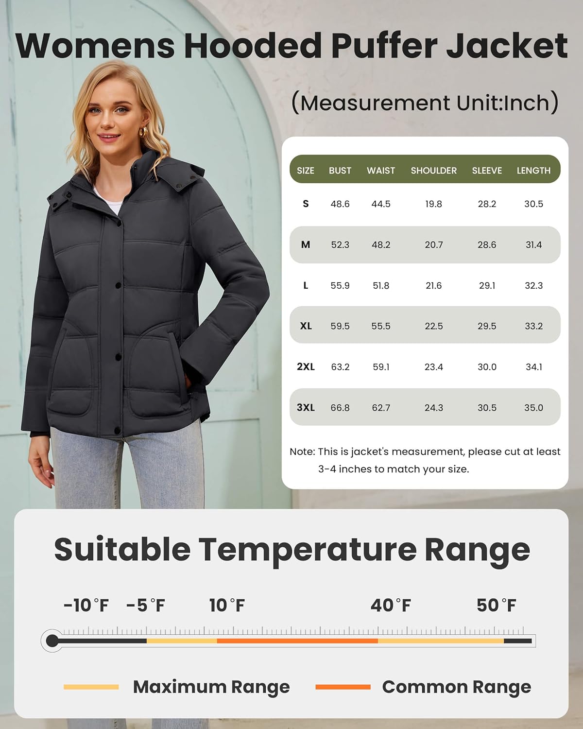 WULFUL Women's Winter Coats Lightweight Warm Thicken Puffer Jacket Waterproof Quilted Winter Jackets with Removable Hood - Image 6