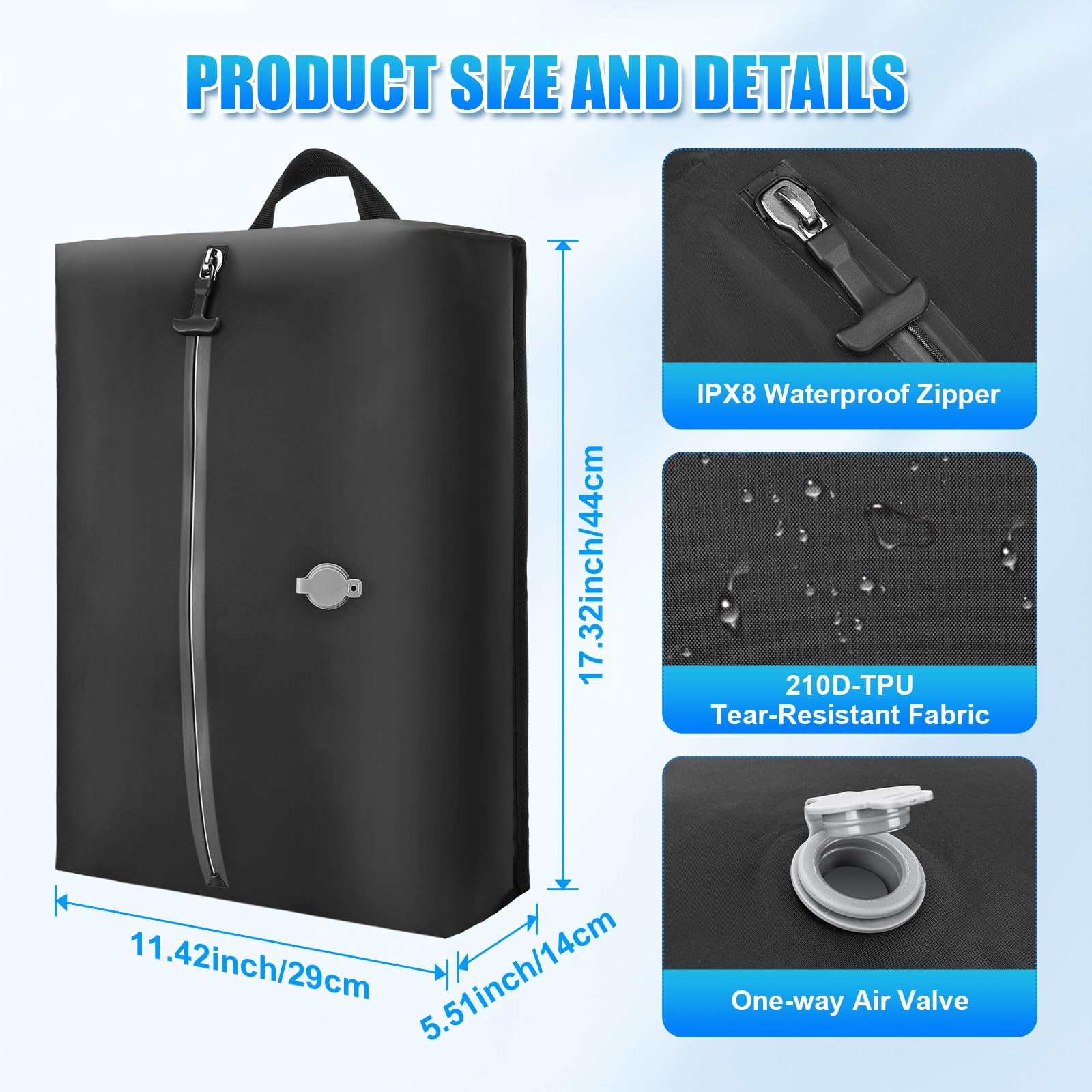 Bolsas de vacío de viaje con bomba eléctrica, bolsas de TPU 210D de alta calidad, resistentes al desgarro, bolsas de ahorro de espacio, IPX8, cubos de embalaje de compresión impermeables para llevar