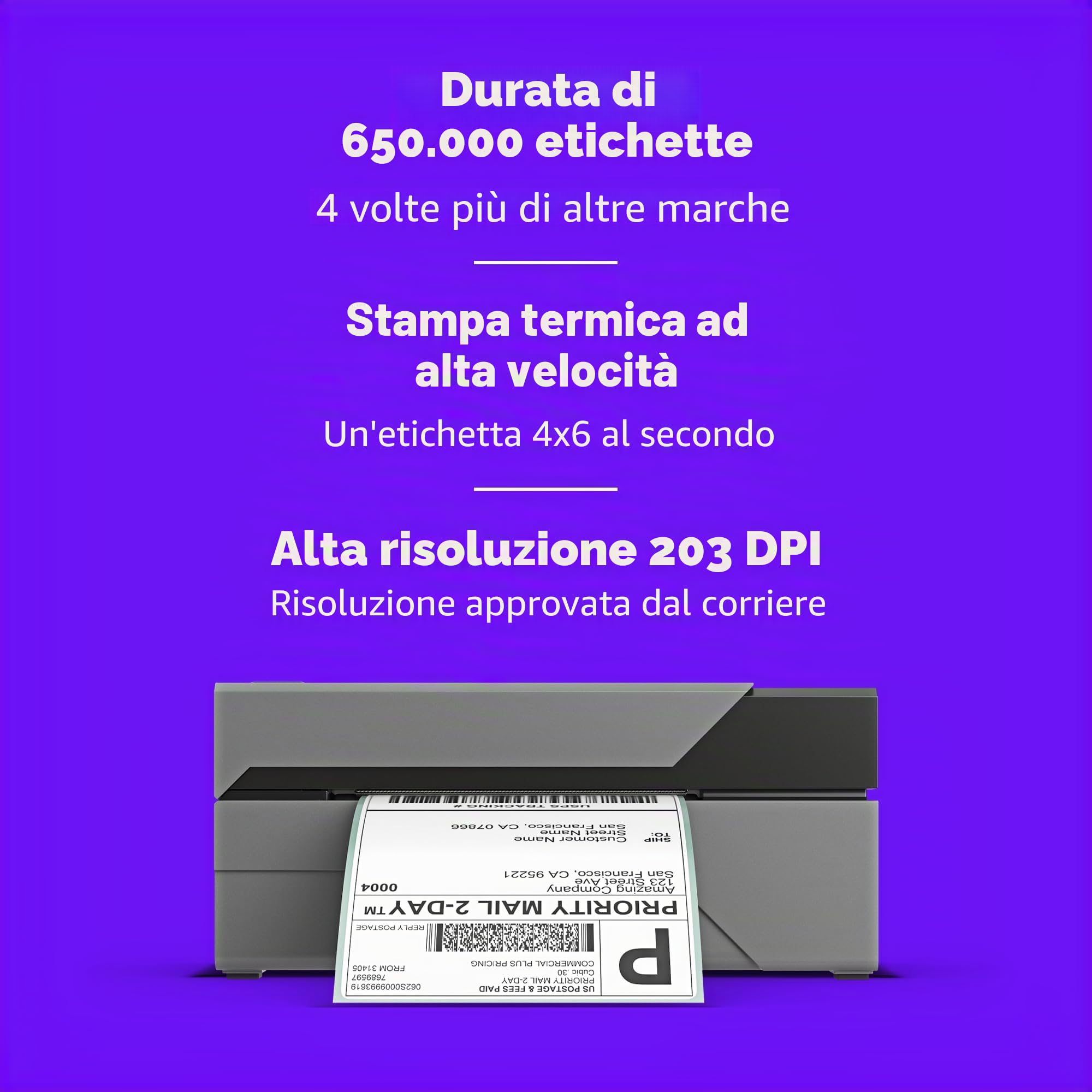 ROLLO Label Printer Commercial Grade diretto stampante termica ad alta velocità compatibile con Amazon, eBay, Etsy, Shopify 4x6 Label Printer
