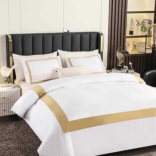 Miniatura 7 de OSVINO Juego de funda de edredón de hotel, tamaño individual, 2 piezas, microfibra beige, colección de ropa de cama, ultra suave, transpirable,