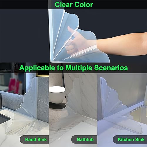 Vista 6 de Mofason Protector de salpicaduras de ducha de silicona, protector de salpicaduras de esquina de bañera transparente XXL, protector de agua de ducha