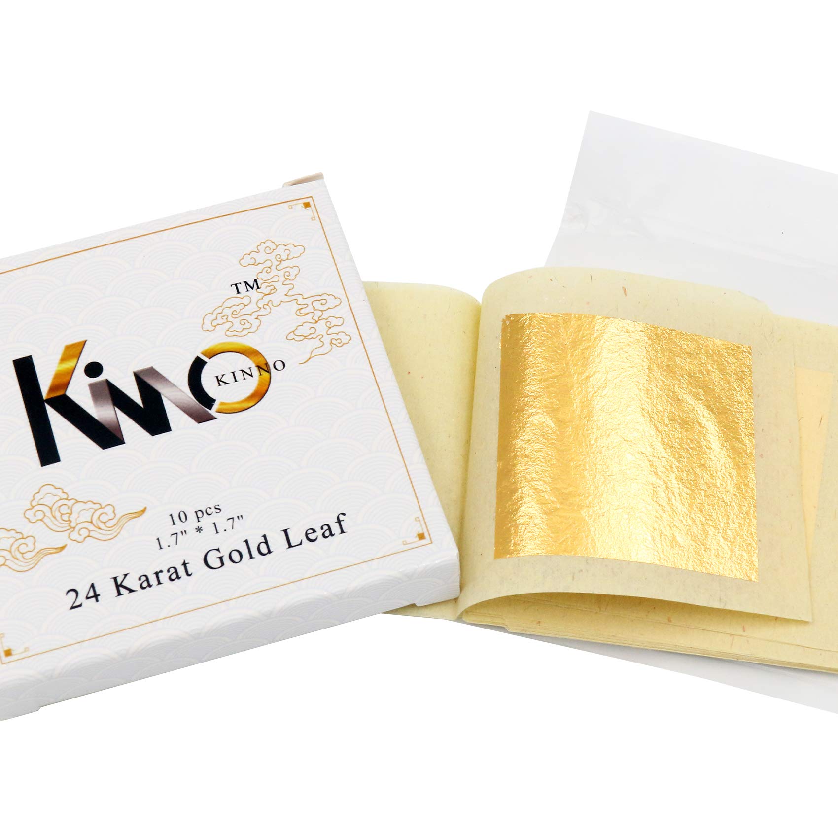YongBoKINNO Gold Leaf Sheets,1.7in 24K Edible Pure Gold Foil for Cake
