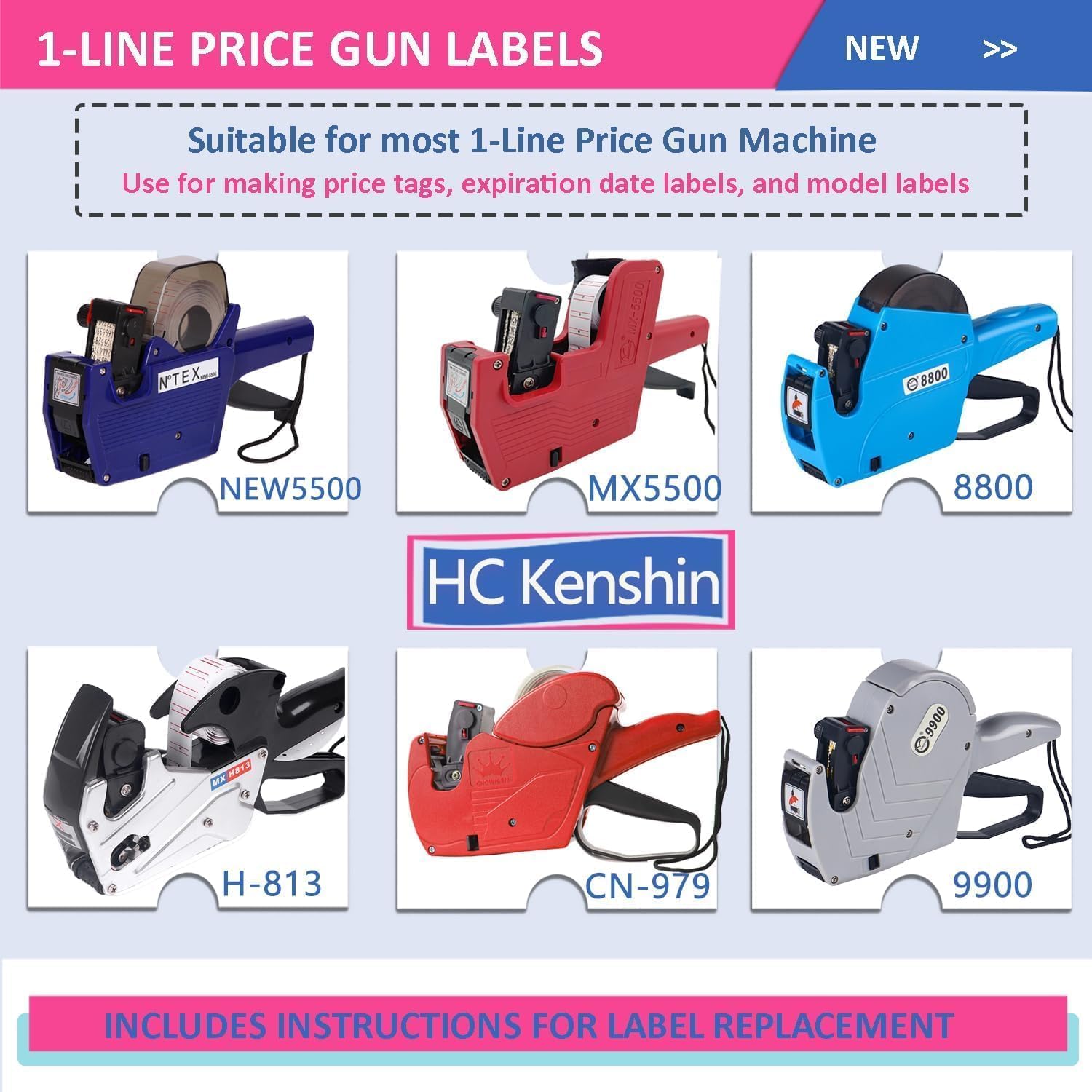 Price Gun Labels - 40 Rolls of 20,000 Blank Price Tags - 1-Line 8-Bit Pricing Labels for Retail - Compatible with MX5500, NEW5500, CN-979 & More - Orange Red