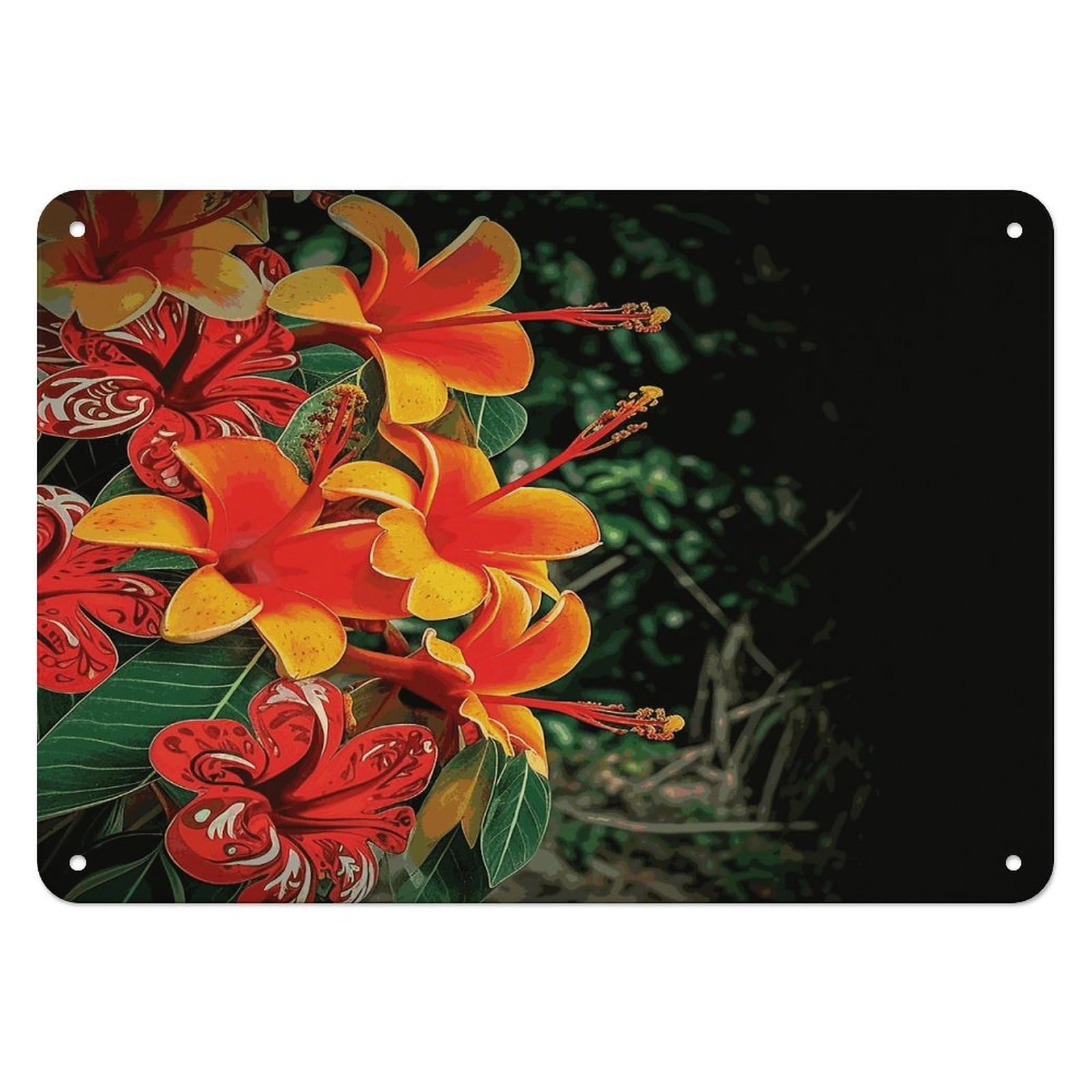Btcowzrv Style Hawaii Flowers Metal Sign, 5.5" X 7.9" Tin Wall Decor, Wall Art Plaques For Home Wedding Decor Room Living Room Decoration