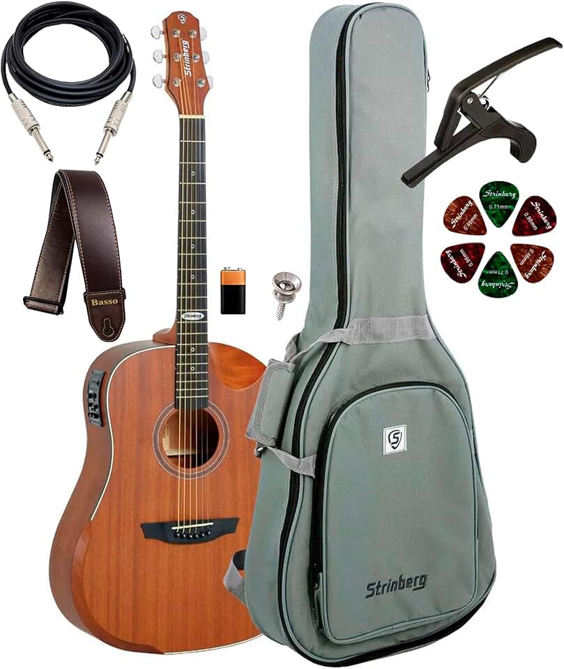 Violão Folk Strinberg Sd201hcr Half Cutaway C/Bag E Kit