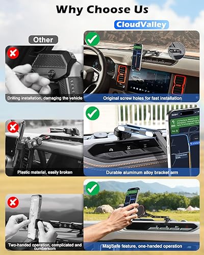 Miniatura 2 de CloudValley Soporte de teléfono para Ford Bronco 2021 2022 2023 2024 24 puertas, sujeción fuerte para MagSafe compatible con iPhone 17 16 15 14 13