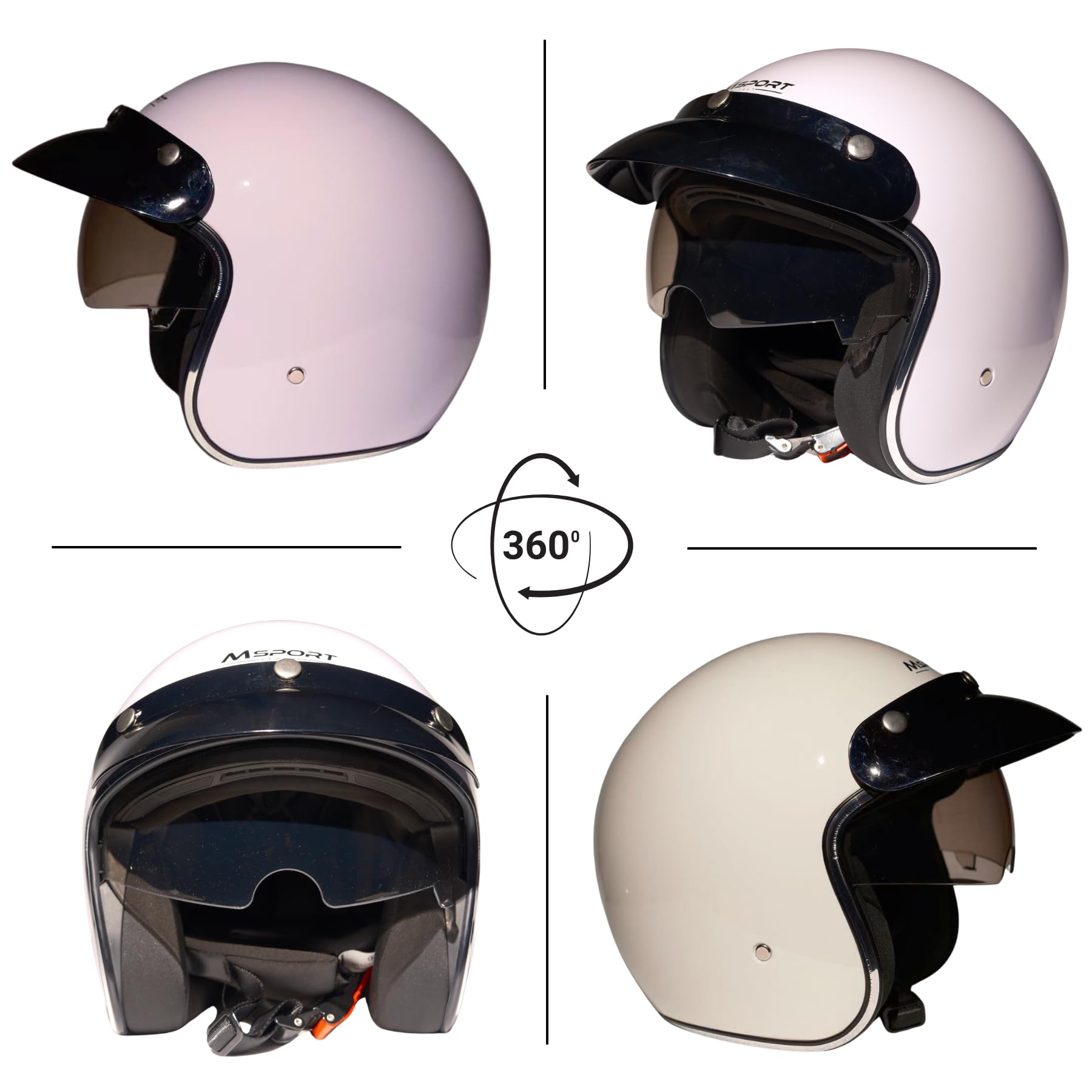 Casco Jet con visera, para ciclomotor, homologado ECE – Color blanco, talla XL