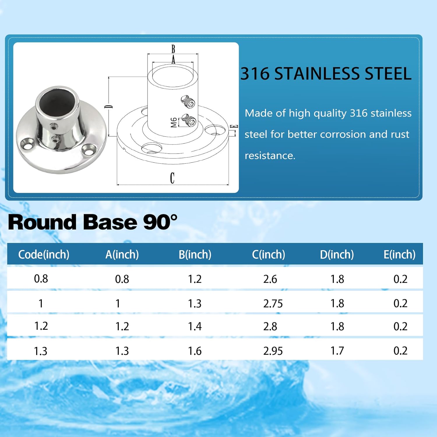 YANYUCB Boat Hand Rail Fitting,316 Stainless Steel Round 60/90 Degree Boat Hand Rail Base(1 inch,1-1/4inch,7/8 inch,1-3/16 inch) with L Shape Hex Key and Screws