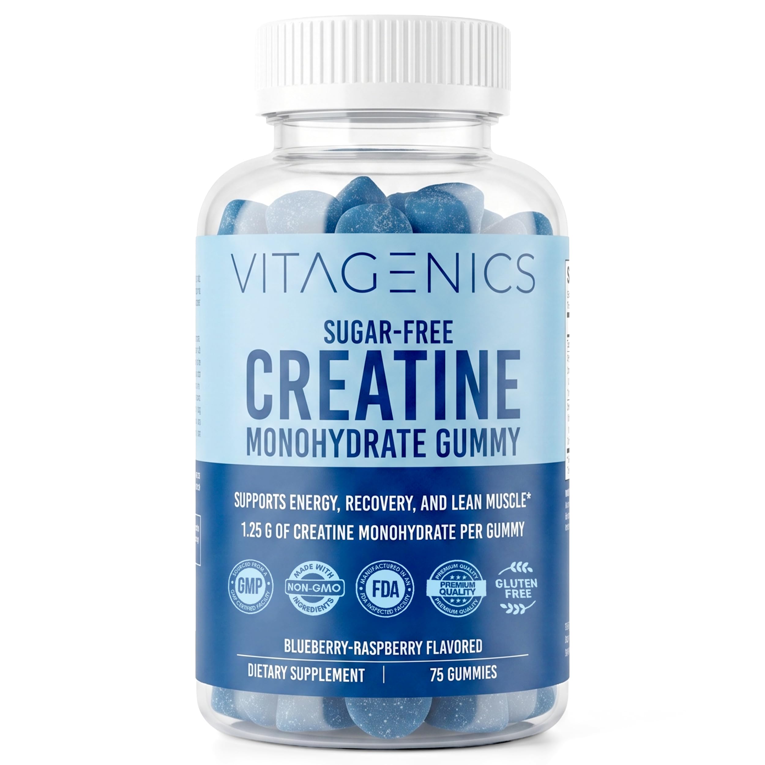 Premium Creatine Gummies, Blueberry Raspberry, 75 Count