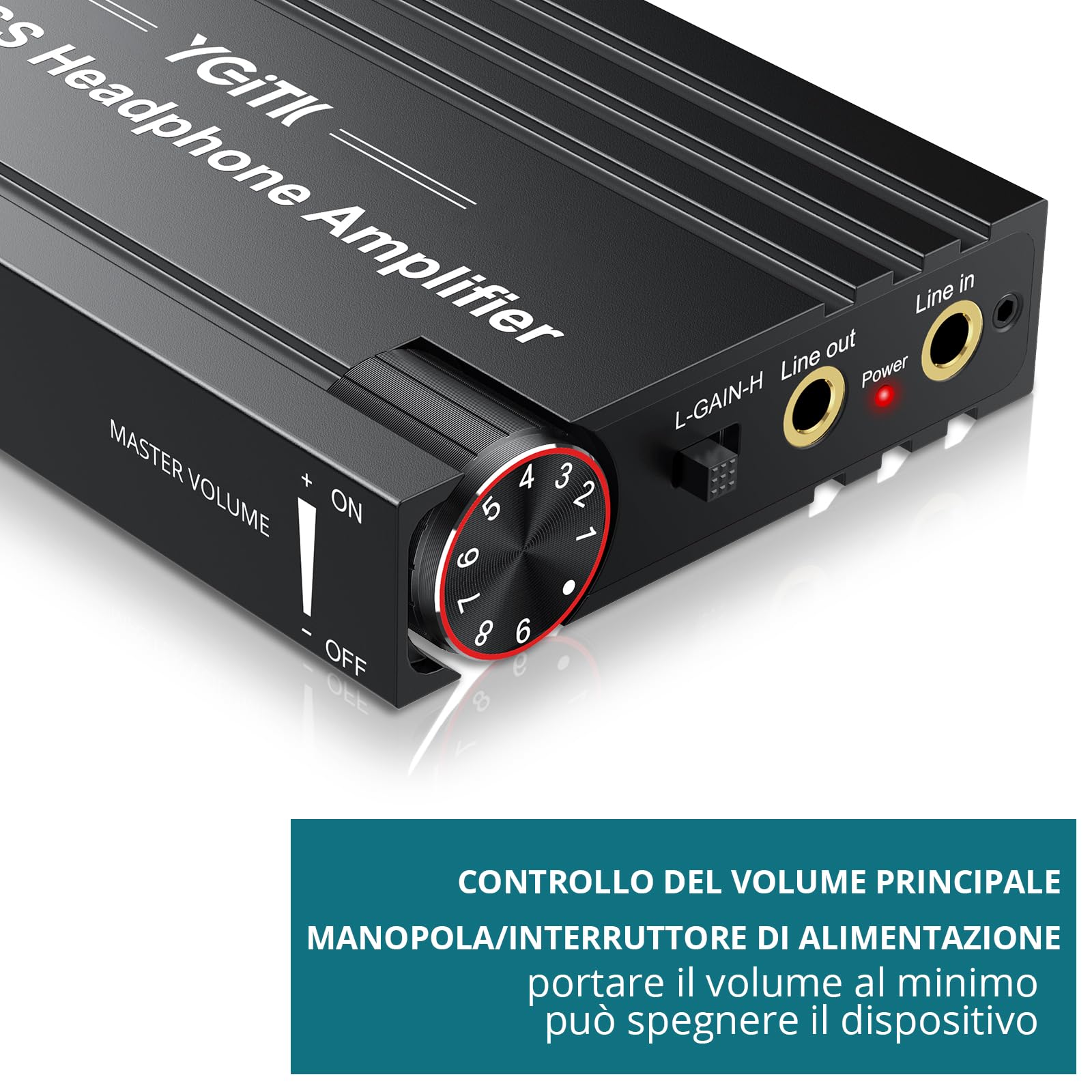 Amplificatore Cuffie Portatile Hi-Fi 16-600Ω Guadagno Regolabile Bassi Migliorati Ricaricabile Compatibile MP3 Smartphone Laptop