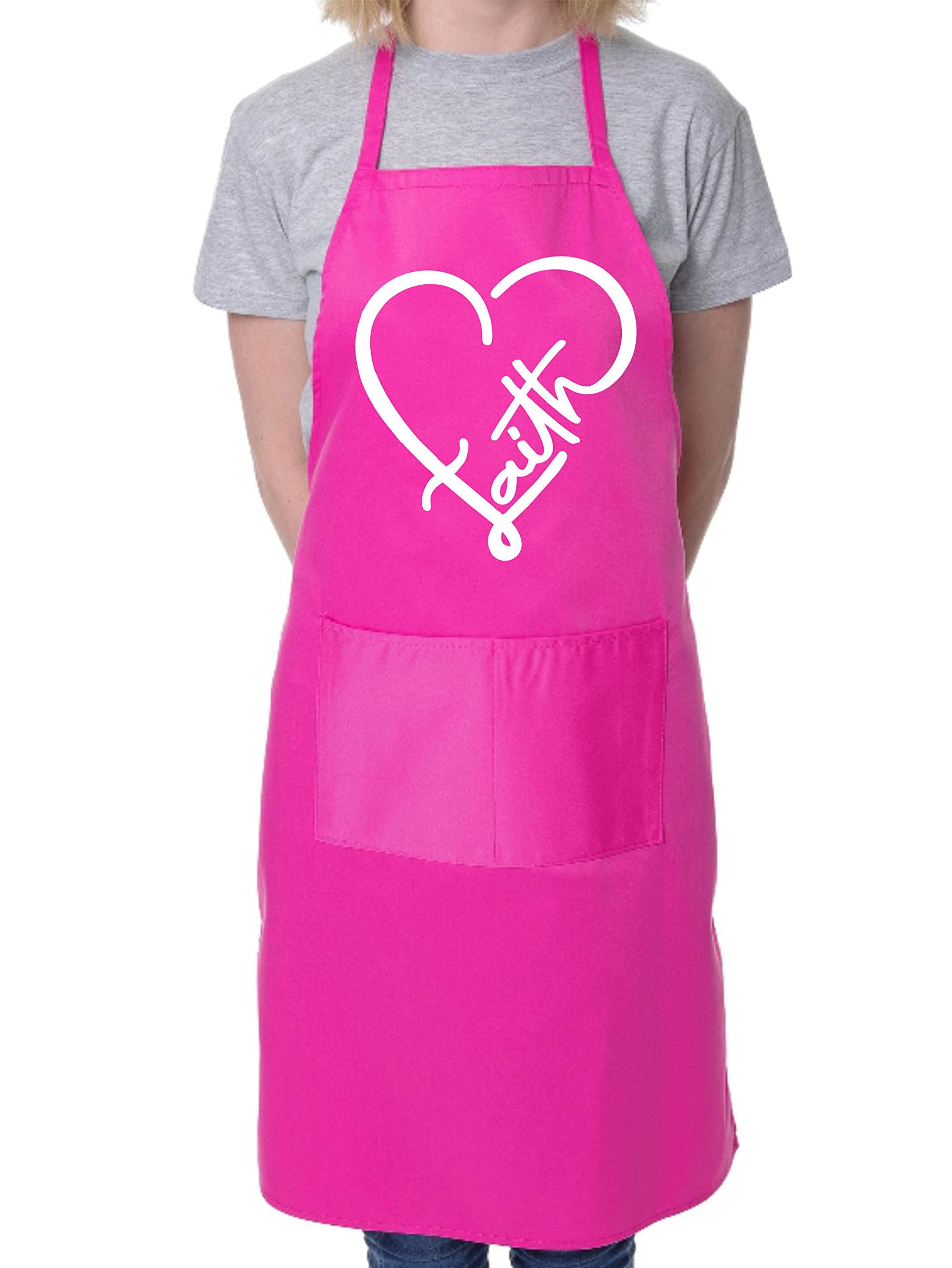 Print4u Unisex Pink Faith Love Baking Apron Church Christian Birthday Gift Cooking Bbq