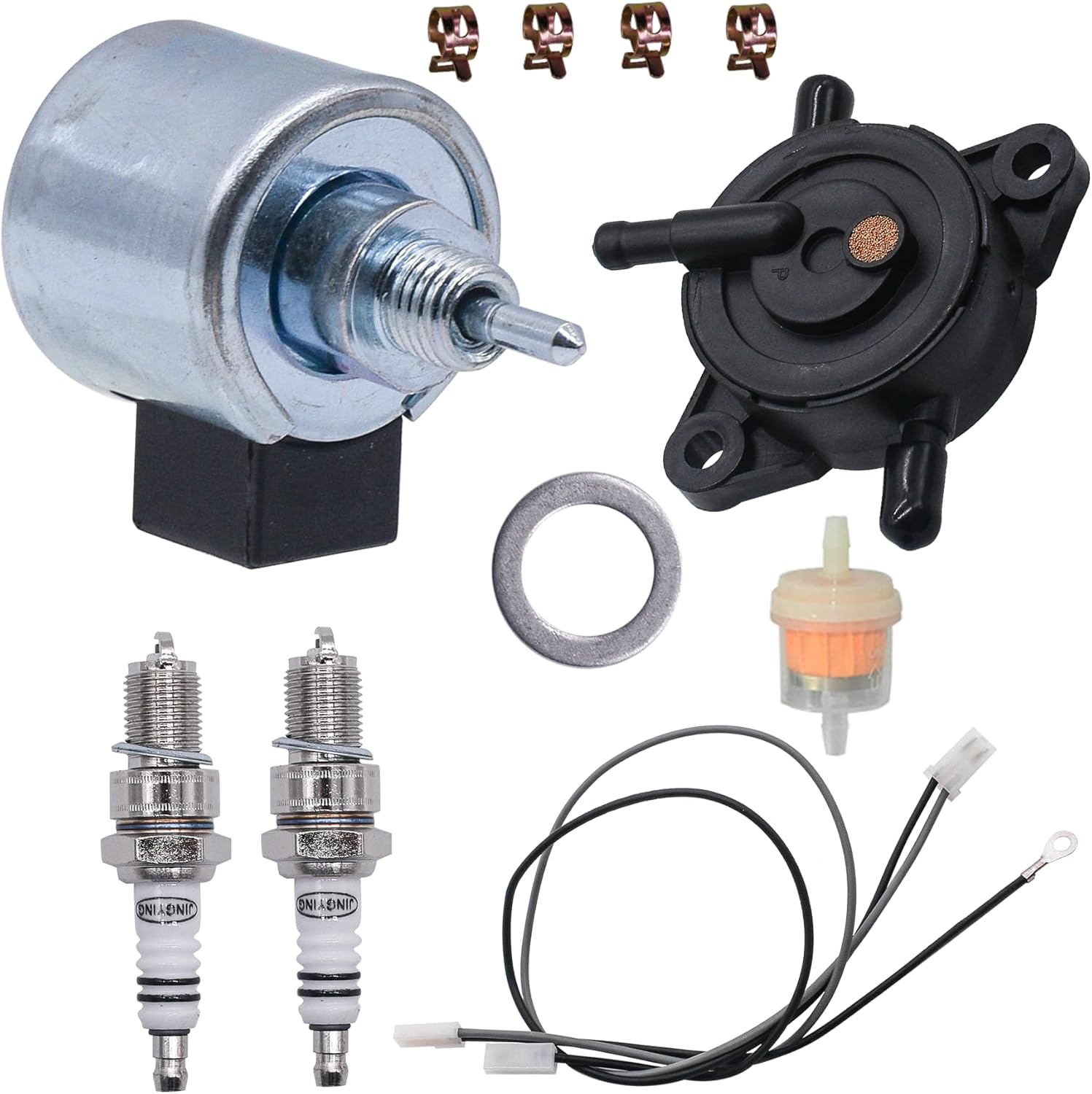 21188-7002 Carburetor Fuel Solenoid Fit for Kawasaki FR651V FR691V FS481V FS541V FS691V FS730V FH381V FH430V FH480V FH541V FH580V FR/FS/FX 481V Engines With FR FS FX Fuel Pump and Spark Plug