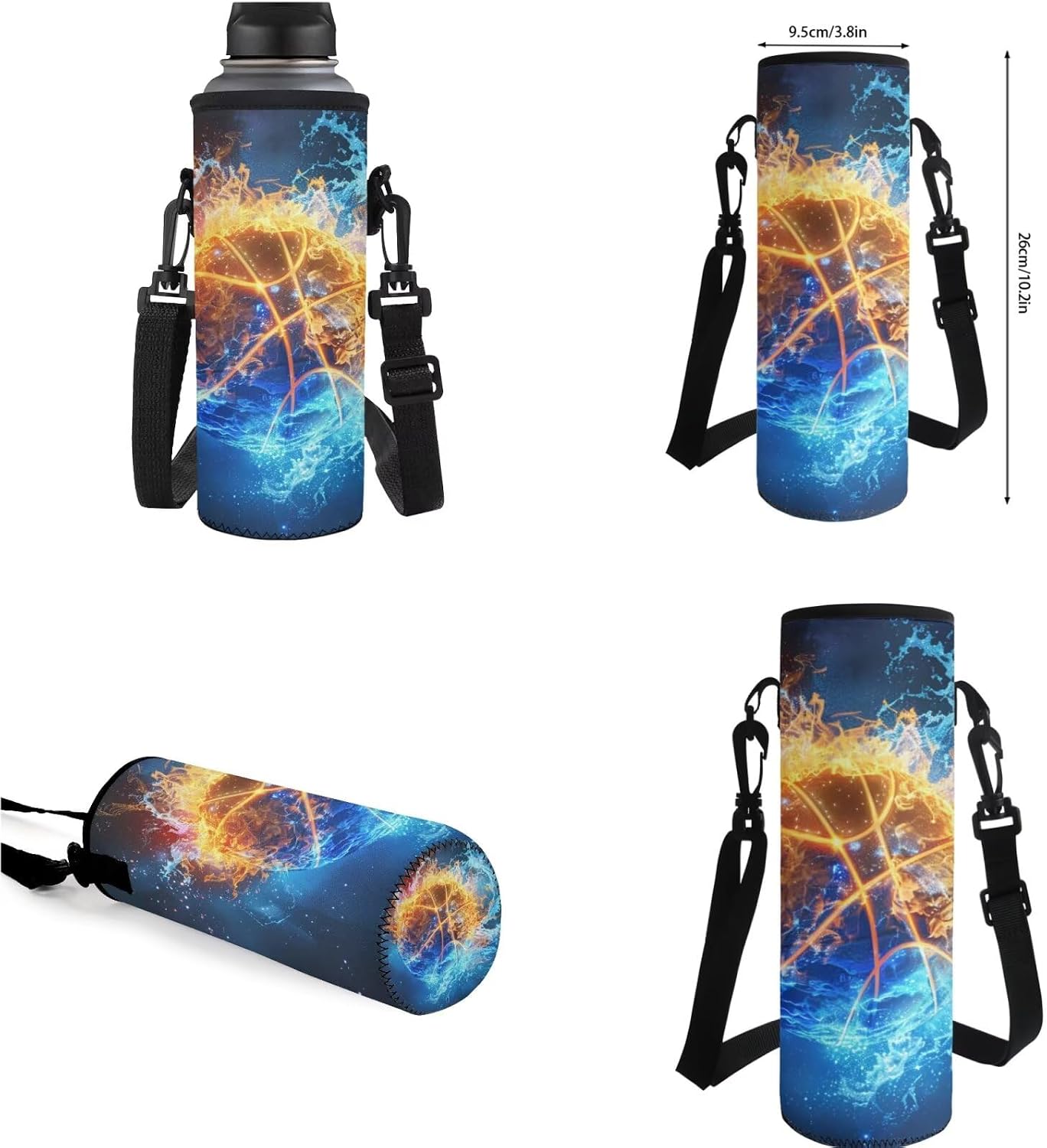 YEXIATODO Water Fireball Backpack for School Girls Boys Bookbag with Lunch Box Cute School Bags for 5-16 Years Lightweight Students Supplies with Water Bottle Holder Backpack Set