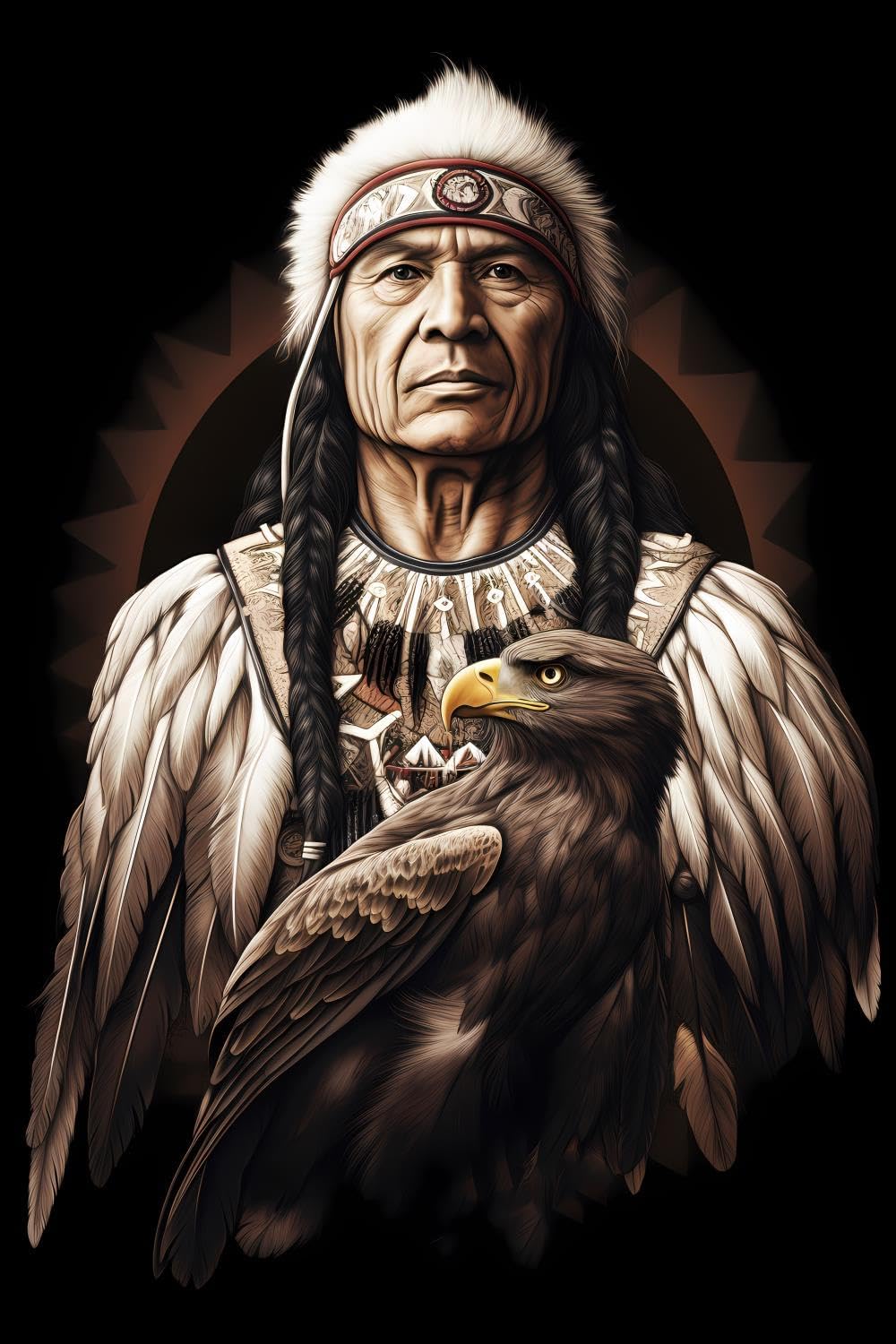 JOEAUEN 5D Diamond Painting Kits for Adults & Kids Indian Eagle Diamond Art Kits DIY Full Round Drill Native American with Diamonds Gem Art Help Relieve Stress 12x18 inch