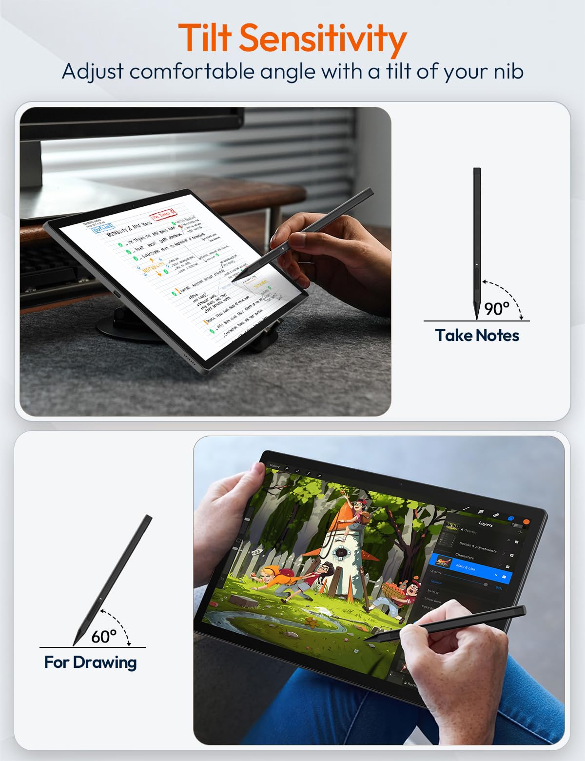 Lápiz capacitivo activo para tablet MESWAO y lápiz capacitivo recargable solo compatible con MESWAO de 14 y 15.6 pulgadas